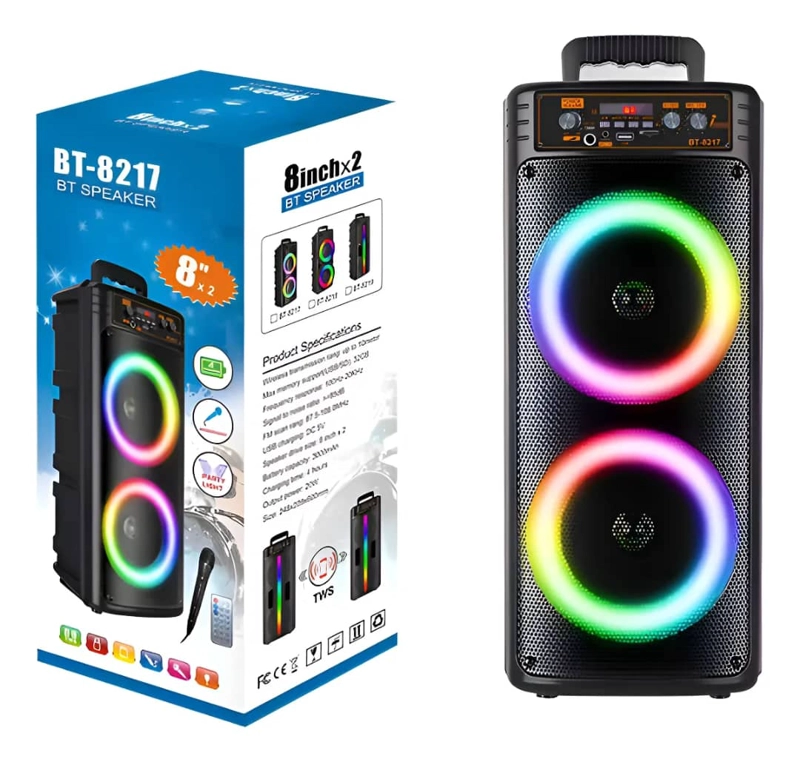 PARLANTE BLUETOOTH 8 PULGADAS BT8217 LUCES LED KARAOKE - 4