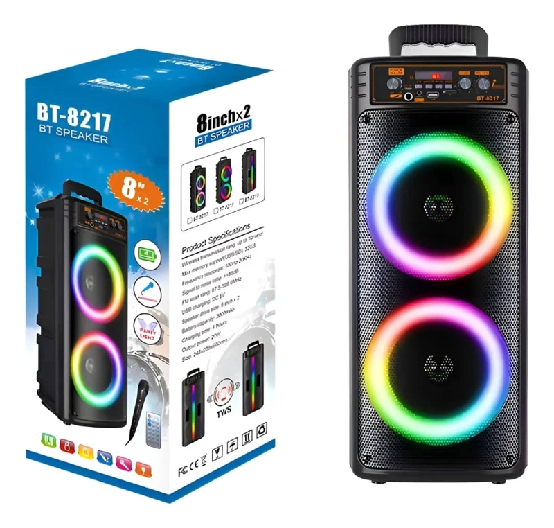 PARLANTE BLUETOOTH 8 PULGADAS BT8217 LUCES LED KARAOKE - 5