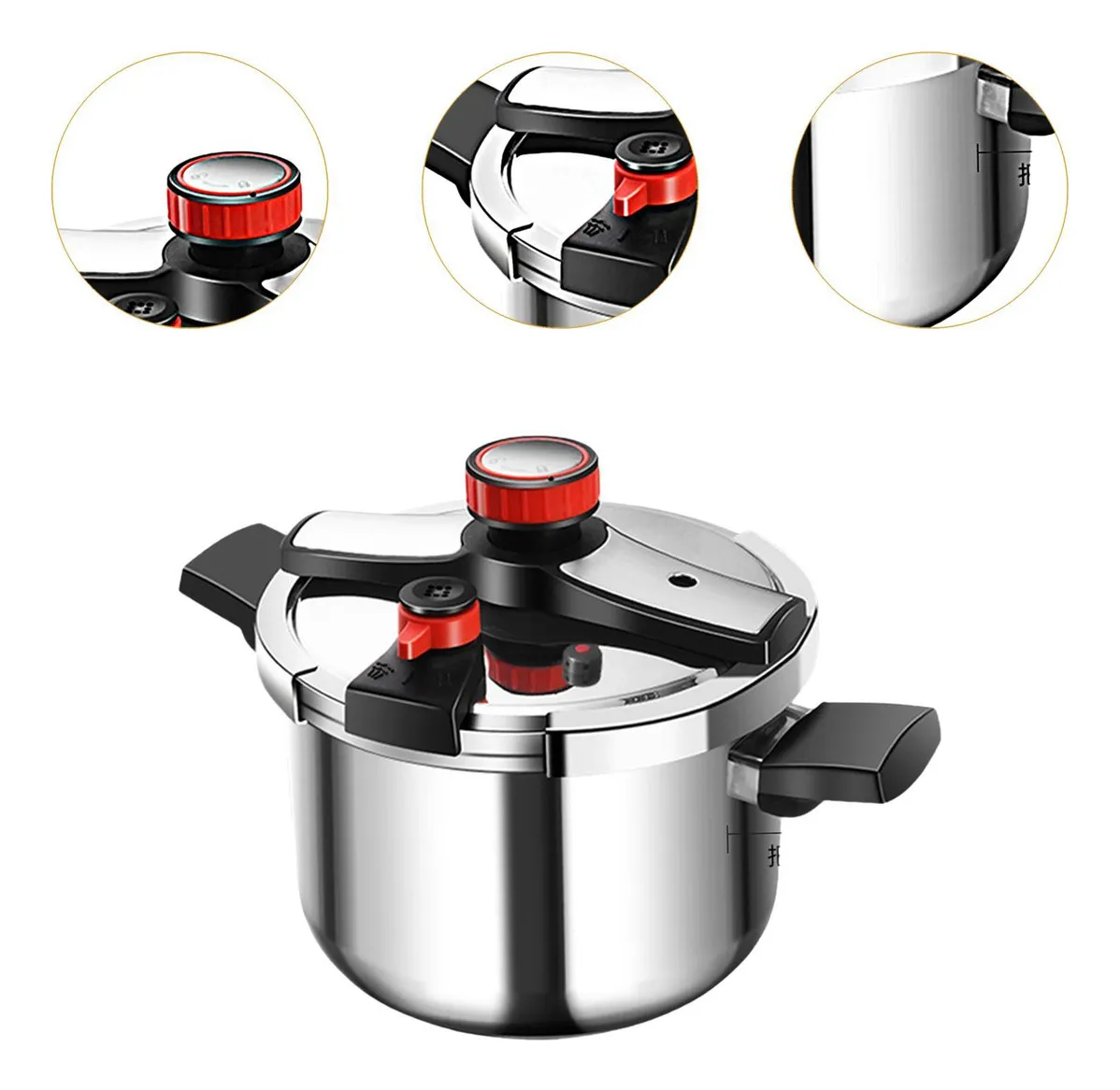OLLA A PRESION DE ACERO INOXIDABLE 5 LITROS TIPO PERILLA ARGENT - 3