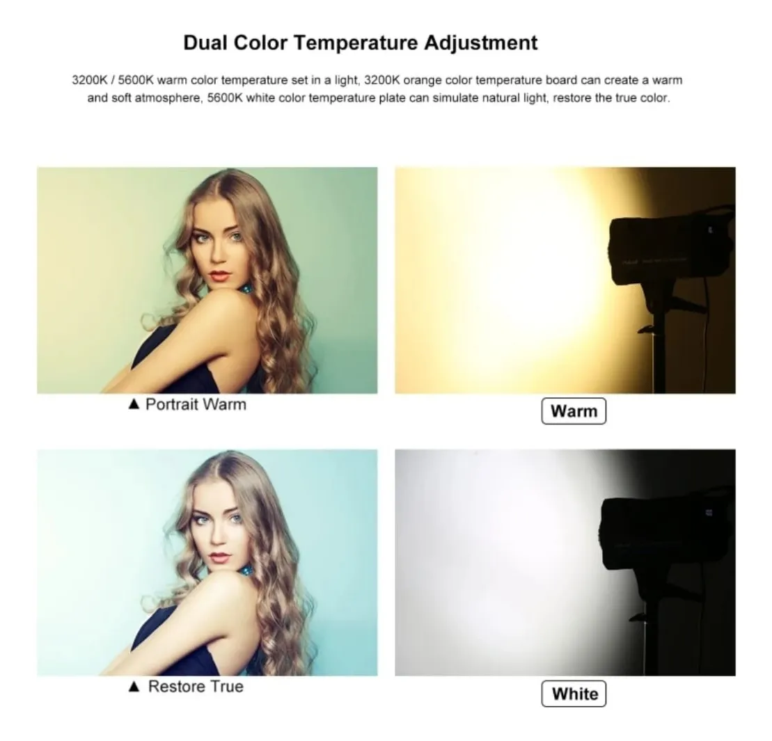 LUZ CONTINUA LED 100W BEDIRO BD400SS FOTOGRAFIA VIDEO STUDIO 3200K (WARM), 5600K (WHITE) - 5