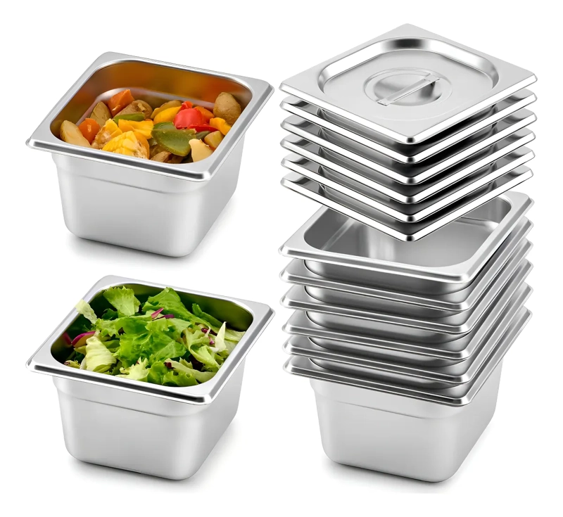 X4 BANDEJA + TAPA DEPOSITO GASTRONOMICO ACERO INOX 17X16CM - 1