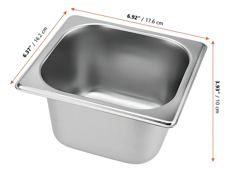 X4 BANDEJA + TAPA DEPOSITO GASTRONOMICO ACERO INOX 17X16CM - 7