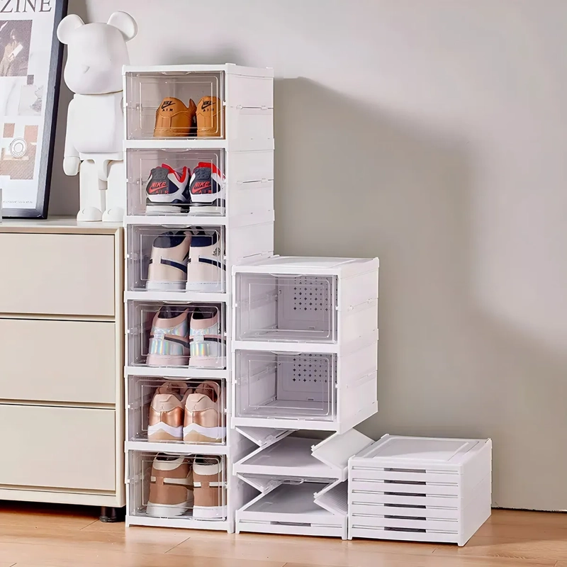 ZAPATERO PLASTICO BLANCO MODERNO 6 PARES 6 NIVELES COMPACTO - 1