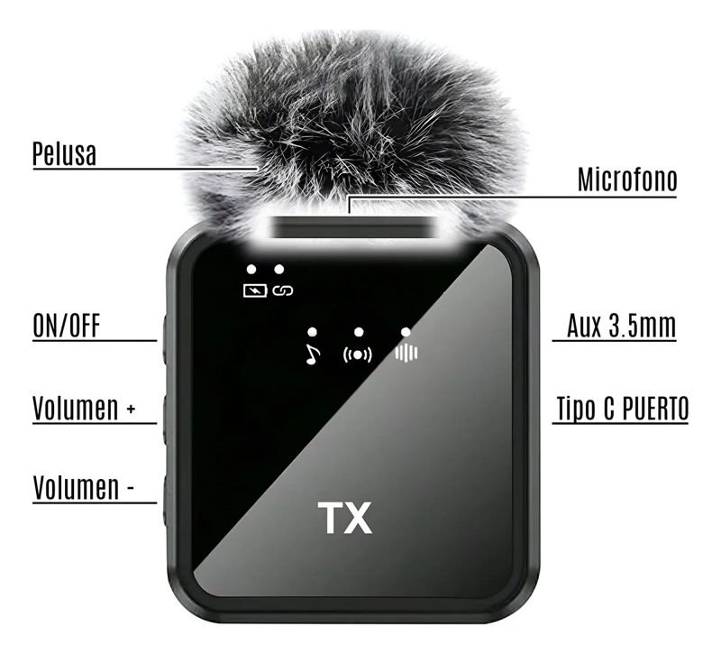 PACK 2 MICROFONOS INALAMBRICO 3 EN 1 PARA IPHONE ANDROID PC COLOR NEGRO - 1