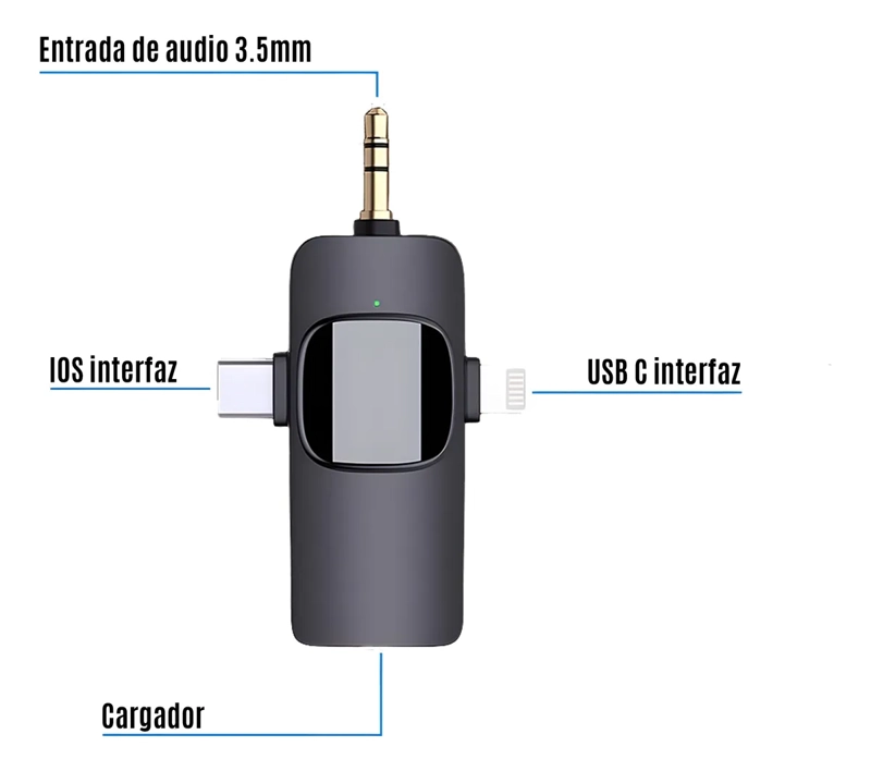 PACK 2 MICROFONOS INALAMBRICO 3 EN 1 PARA IPHONE ANDROID PC COLOR NEGRO - 2