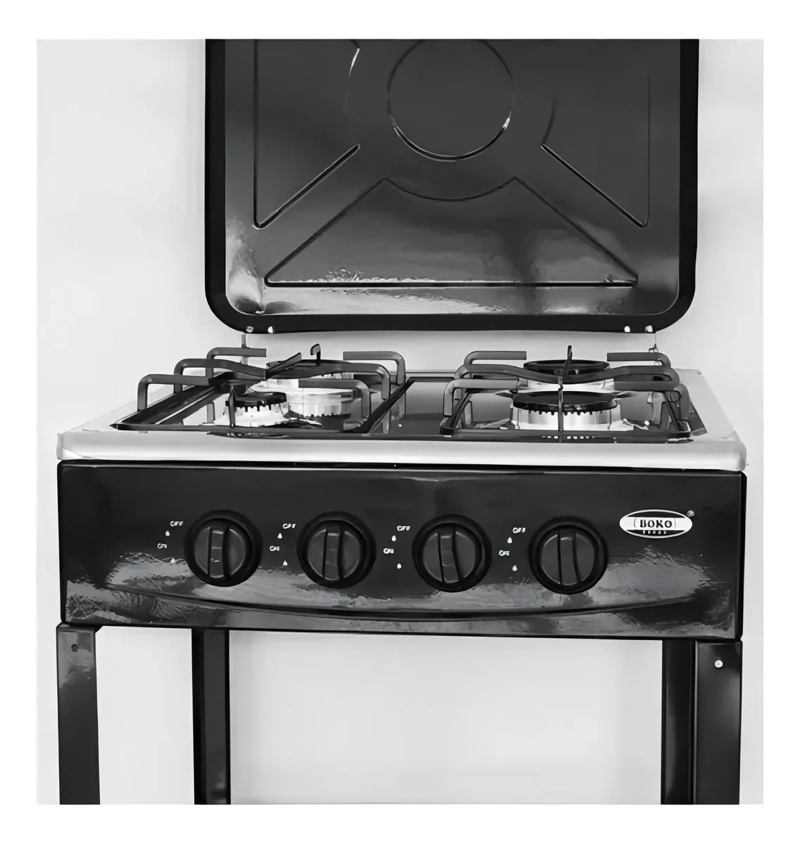 COCINA ENCIMERA A GAS 4 QUEMADORES CON REPISAS COLOR NEGRO - 5