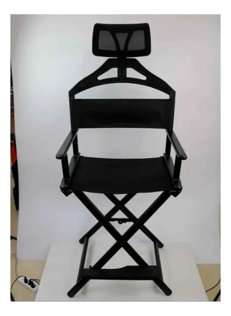 SILLA MAQUILLAJE BARBERIA PLEGABLE RESISTENTE PROFESIONAL NEGRO FIJO CUADRADA - 2