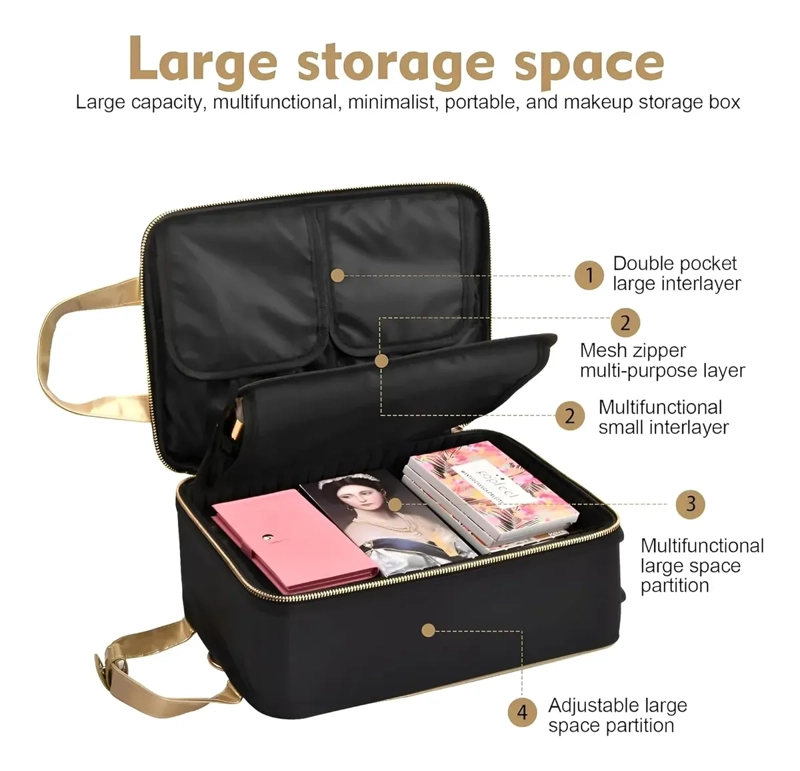 BOLSO MAQUILLAJE GRANDE ORGANIZADOR COSME TICO CON DIVISIONES - 2