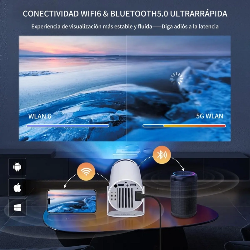 PROYECTOR PORTATIL LED 4K HD ANDROID 11 WIFI 6 BLUETOOTH 5.0 - 4