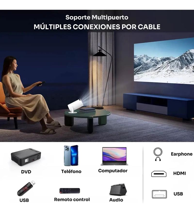 PROYECTOR PORTATIL LED 4K HD ANDROID 11 WIFI 6 BLUETOOTH 5.0 - 7