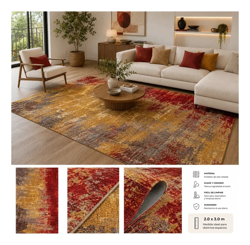 ALFOMBRA DECORATIVA PARA LIVING MODERNA ABSTRACTA 3X2 - 3