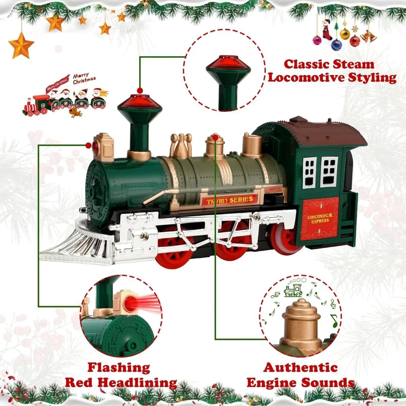 Tren De Navidad Con Luz Y Sonido Locomotora Pie De Arbol - 3