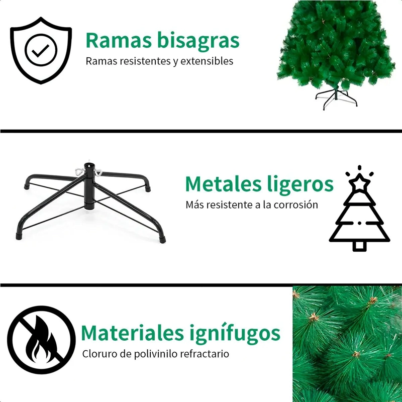 ARBOL NAVIDAD PINO TET 1.8M PASCUA ARTIFICIAL FRONDOSO VERDE - 3