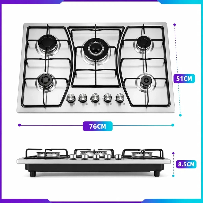ENCIMERA A GAS 5 QUEMADORES ACERO INOXIDABLE 70CM - 3