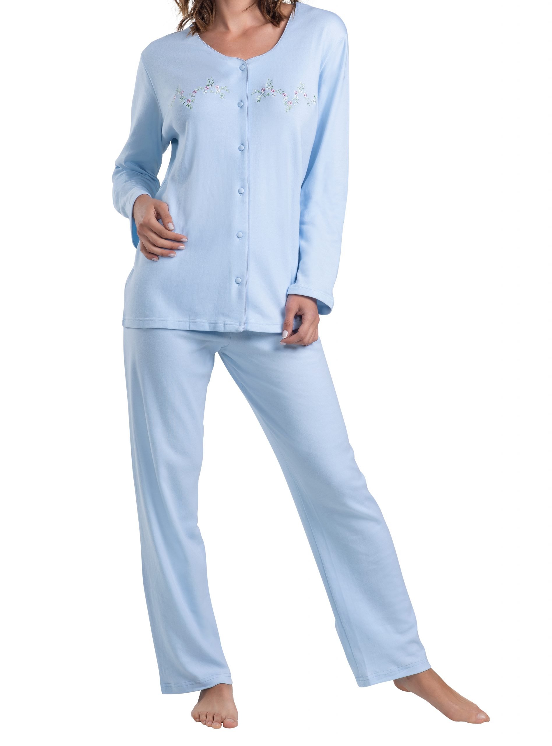 PIJAMA MUJER CAFFARENA 30660 LARGO ALGODON - 1