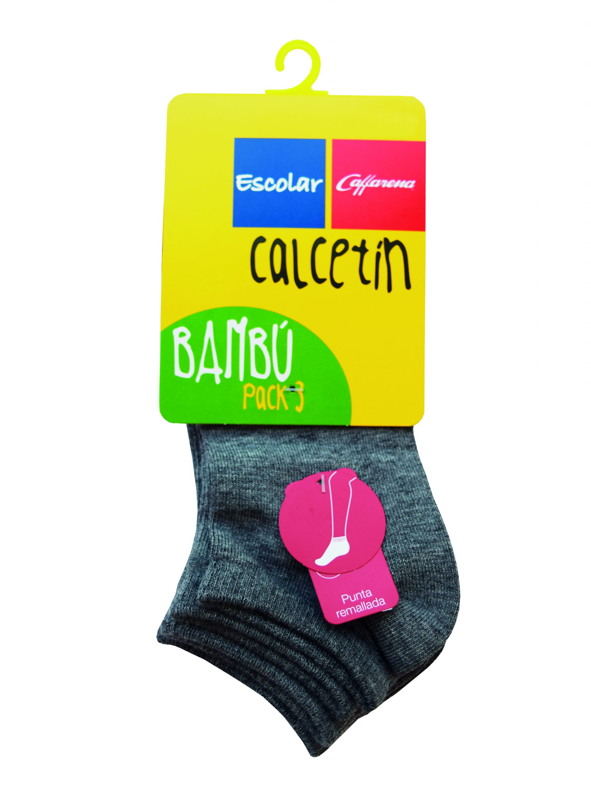 PACK 3 CALCETINES BAMBÚ UNISEX CAFFARENA ESCOLARES TOBILLO 21632 - 3