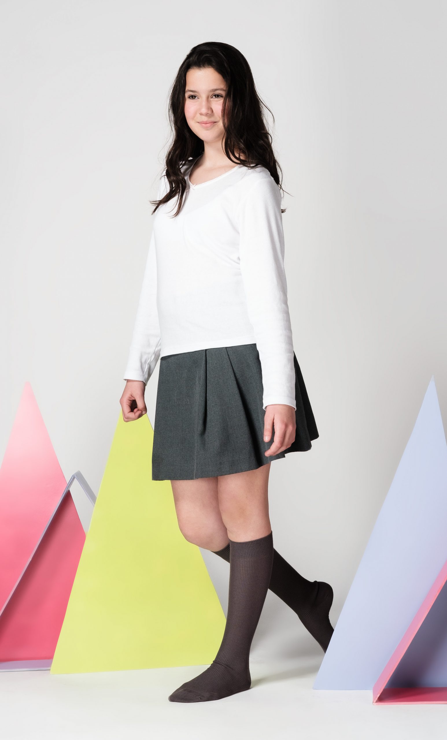 PACK 2 CALCETINES BAMBÚ NIÑA CAFFARENA ESCOLARES LARGOS 21508 - 2