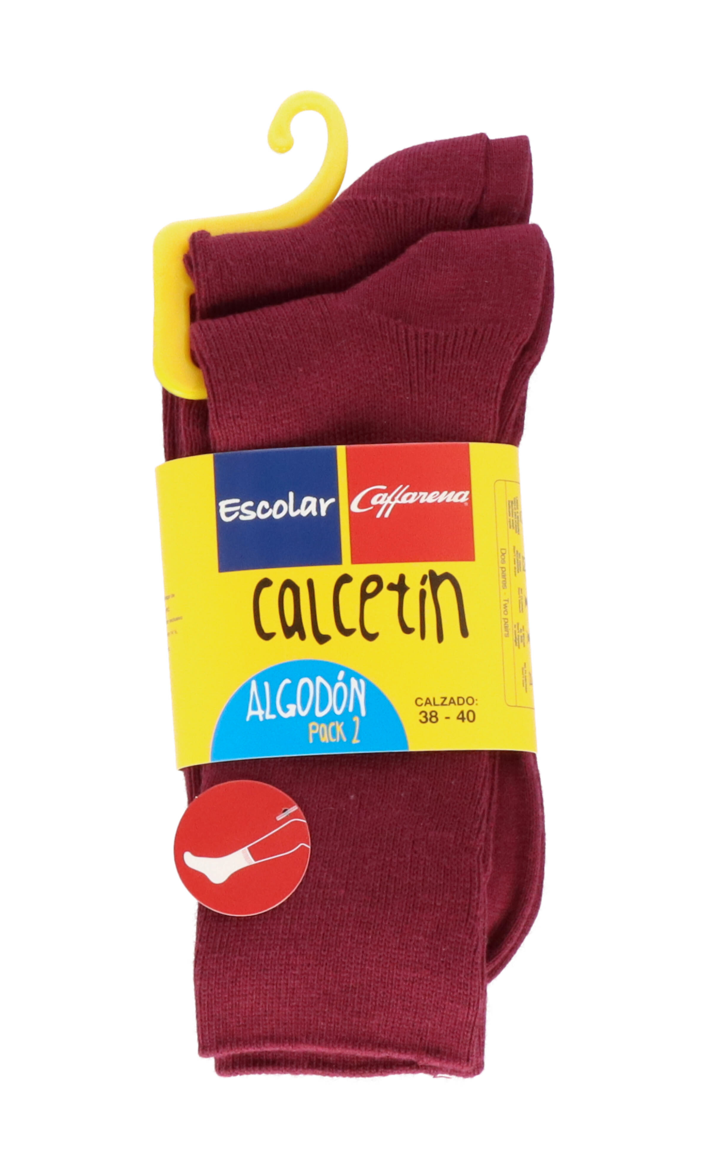 PACK 2 CALCETINES ESCOLAR UNISEX CAFFARENA CORTO LISO 2802 - 1