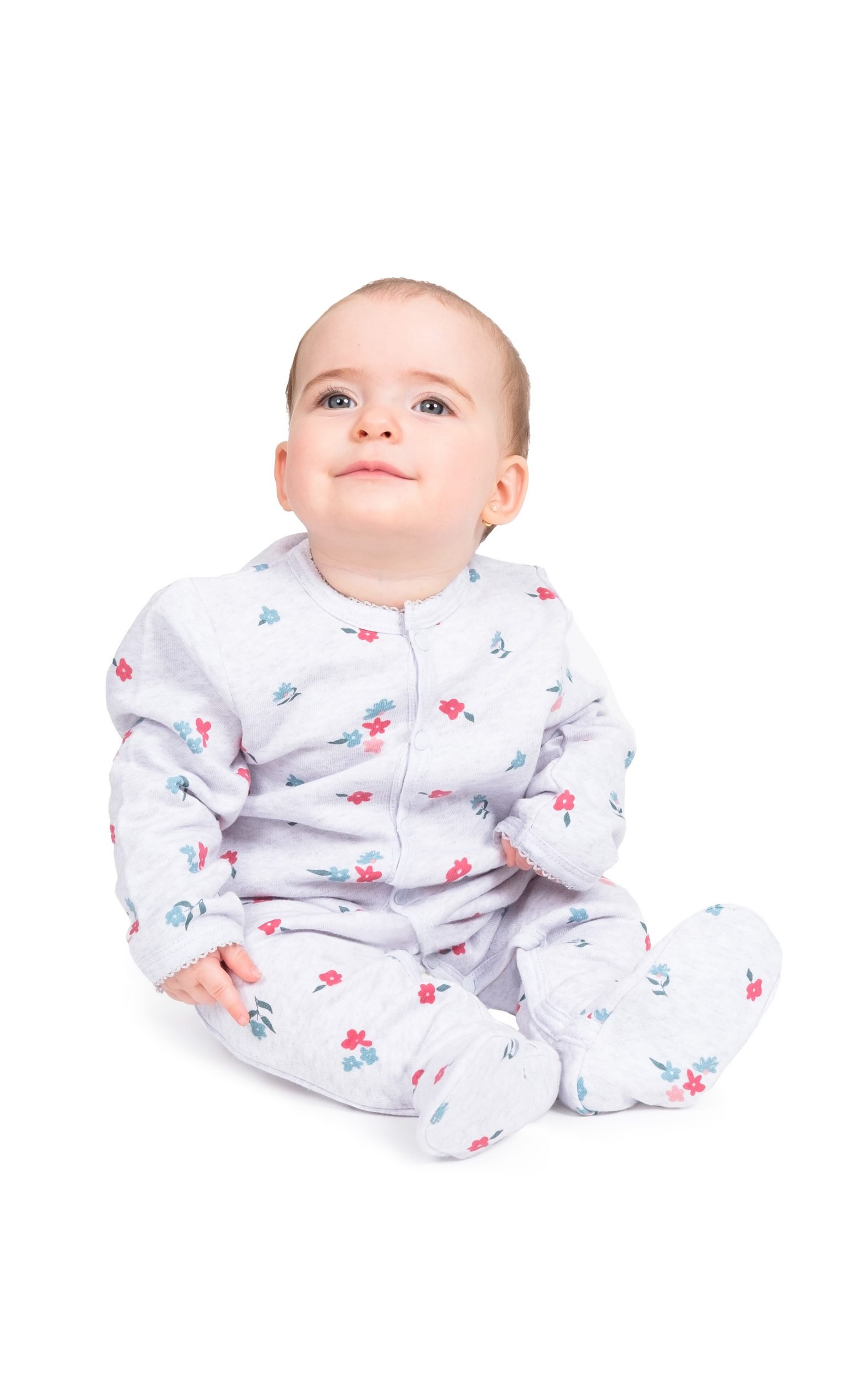 PIJAMA ENTERITO MANGA LARGA GRUESO BEBE NIÑA MOTA ALGODON MT4773 - 1