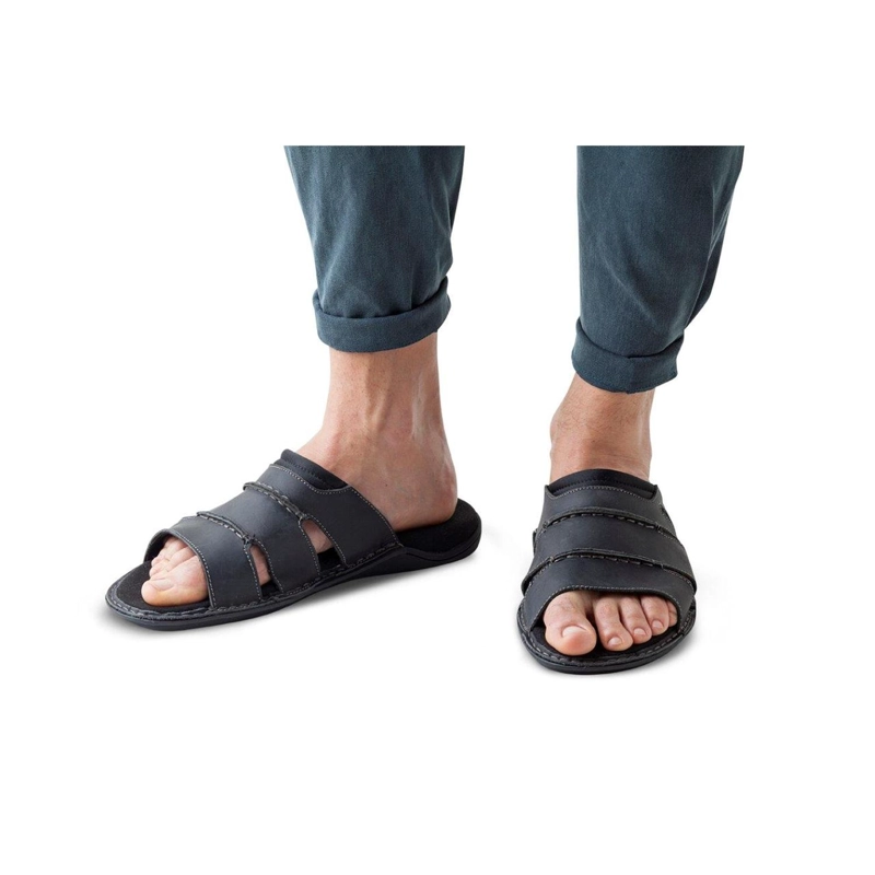 SANDALIAS HOMBRE CUERO PANTINA NEGRO MALLORCA CARDINALE - 3
