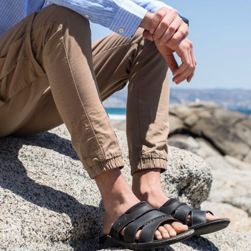 SANDALIAS HOMBRE CUERO PANTINA NEGRO MALLORCA CARDINALE - 4