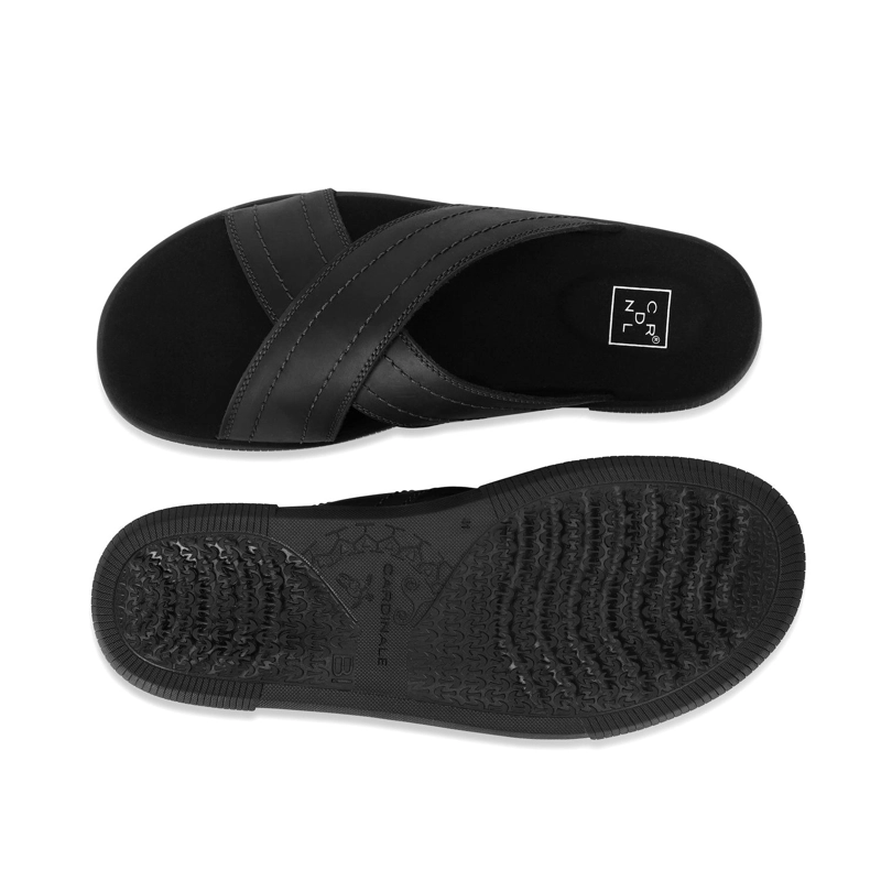 SANDALIAS HOMBRE CRUZADAS DE CUERO NEGRO HAKUNA CARDINALE - 3