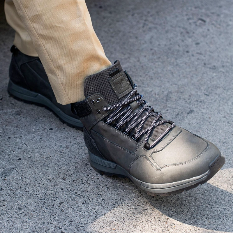 ZAPATILLAS URBANAS HOMBRE CUERO CAÑA ALTA BONNE-6-20 GRIS CARDINALE - 3