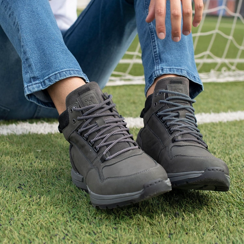 ZAPATILLAS URBANAS HOMBRE CUERO CAÑA ALTA BONNE-6-20 GRIS CARDINALE - 4