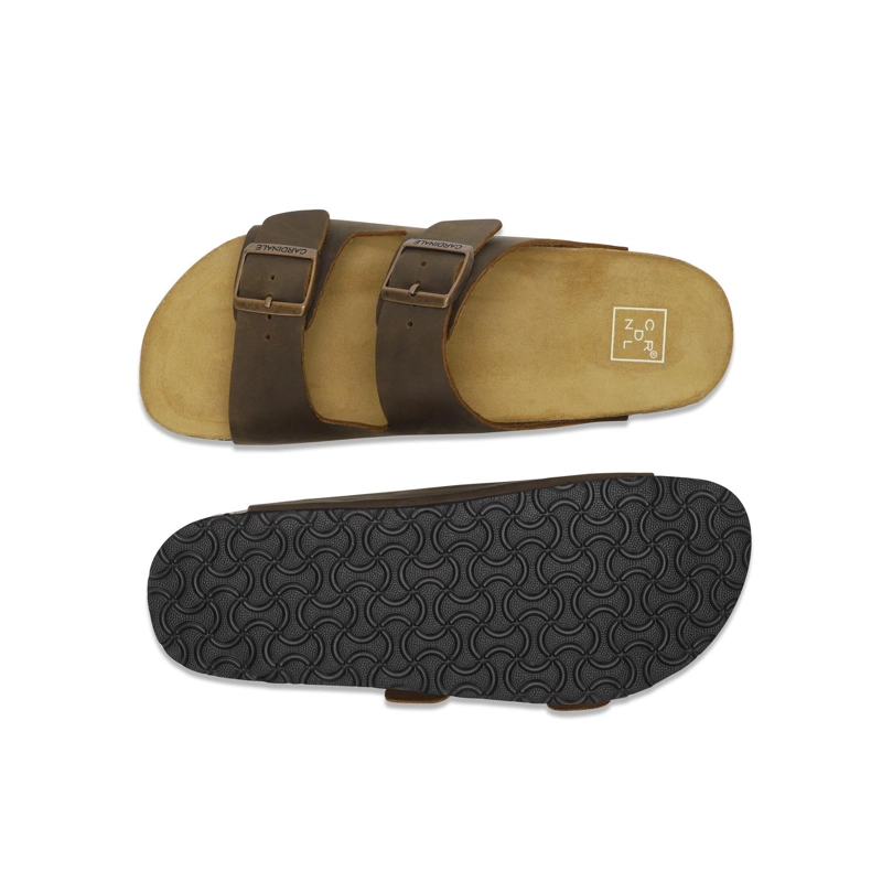SANDALIAS HOMBRE CUERO ROSTOCK-9-01 CAFE - 3