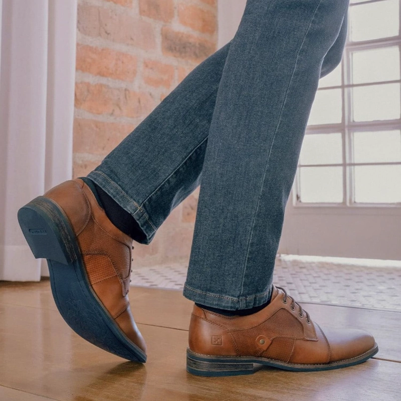 ZAPATOS HOMBRE CUERO DENIZEN-0-01-BRANDY ['TEXTIL'] - 4