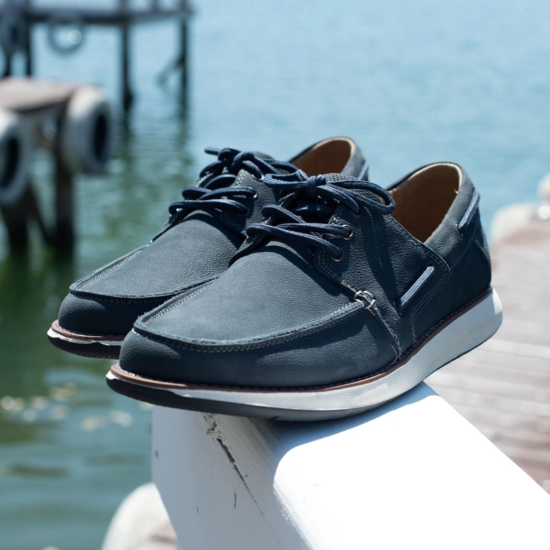 ZAPATOS HOMBRE CUERO RESTON-0-04 AZUL - 4