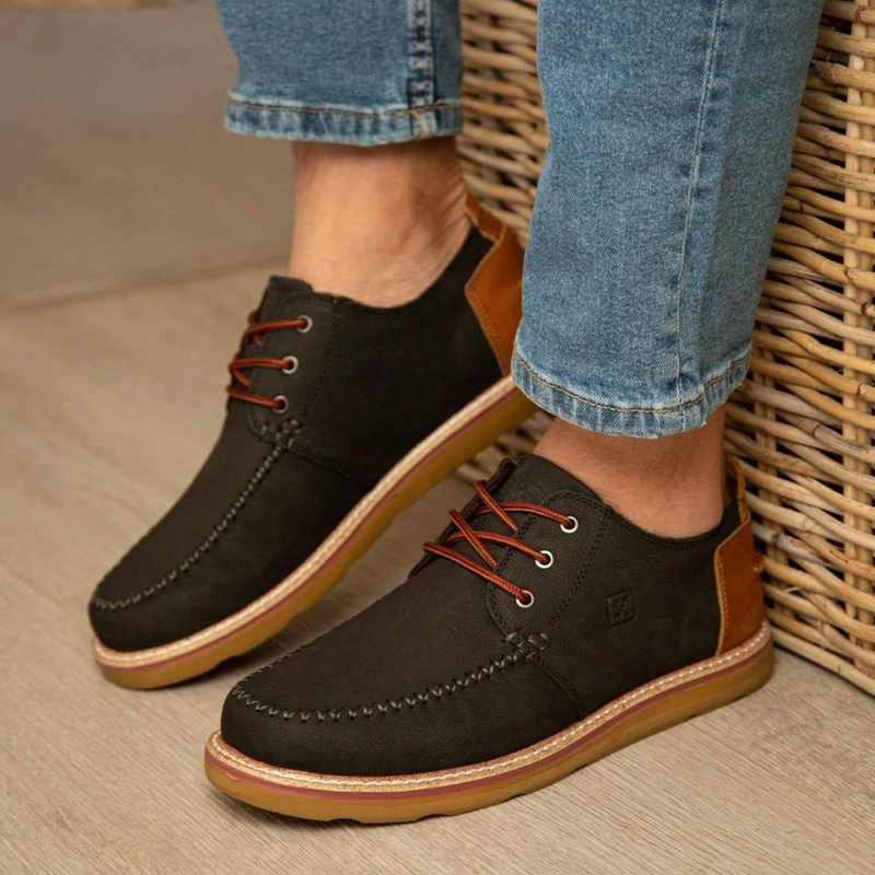 ZAPATOS HOMBRE CUERO 24 FLEX PARQUE-0-06-NEGRO B - 5