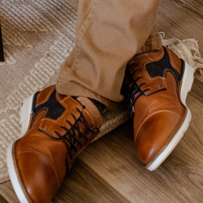 ZAPATOS HOMBRE CUERO CORDONES ELASTICADOS PLOCE-0-30 BRANDY BULLBOXER - 4