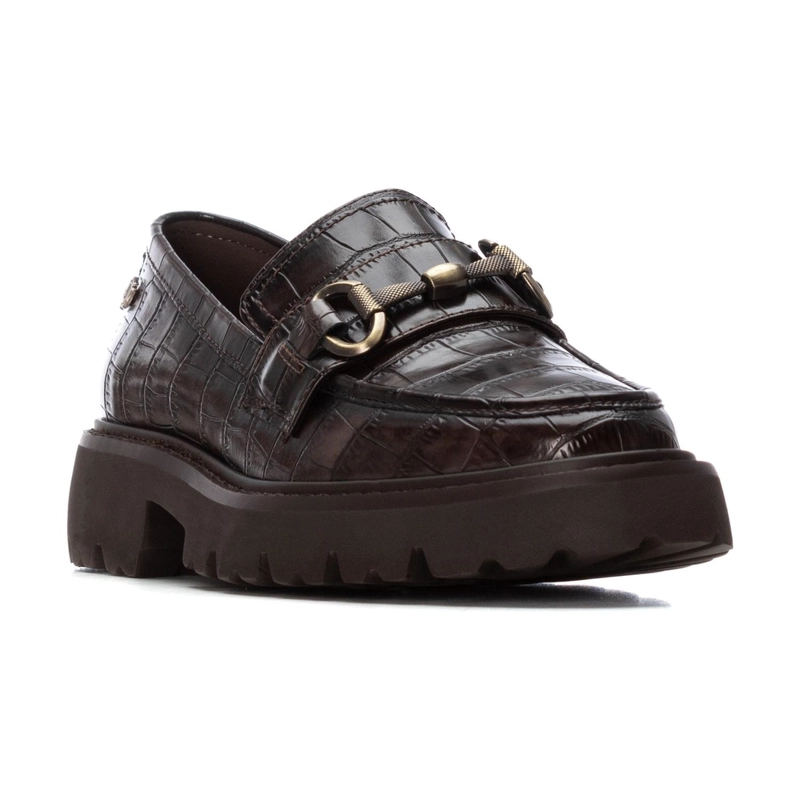 MOCASINES MUJER ECOCUERO GRABADO CROCO CAFE CARMELA 41