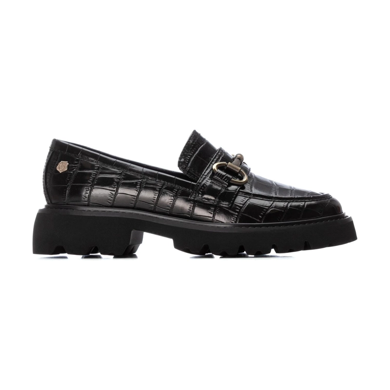 MOCASINES MUJER ECOCUERO GRABADO CROCO NEGRO CARMELA - 2