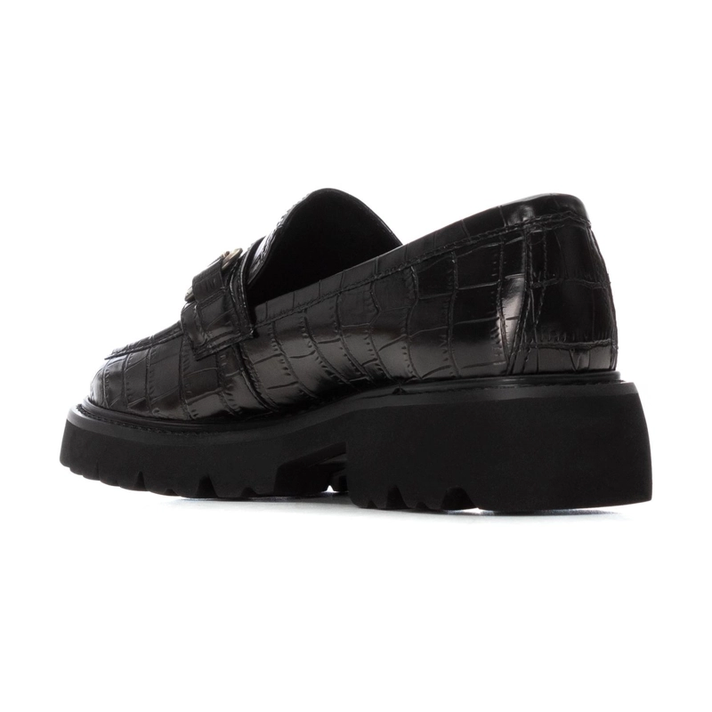 MOCASINES MUJER ECOCUERO GRABADO CROCO NEGRO CARMELA - 3