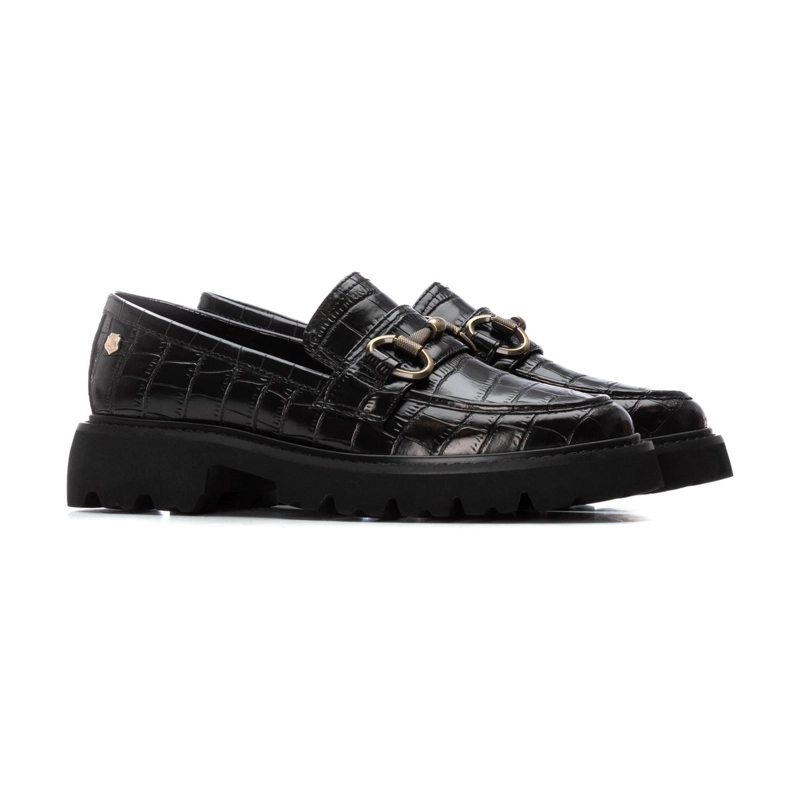 MOCASINES MUJER ECOCUERO GRABADO CROCO NEGRO CARMELA - 4