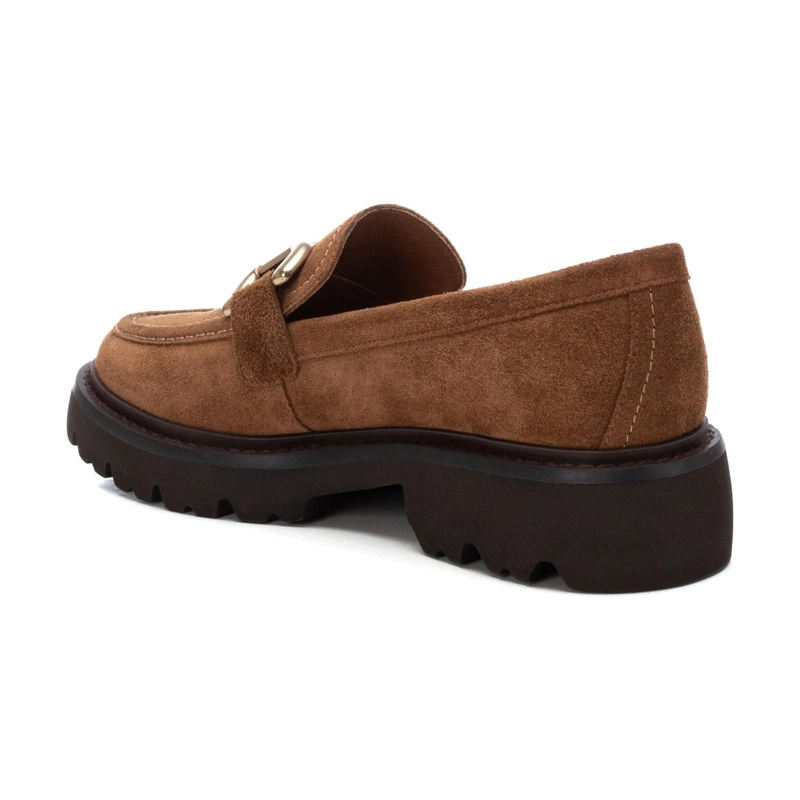 MOCASINES MUJER CUERO CON HEBILLA DORADA BEIGE CARMELA - 4