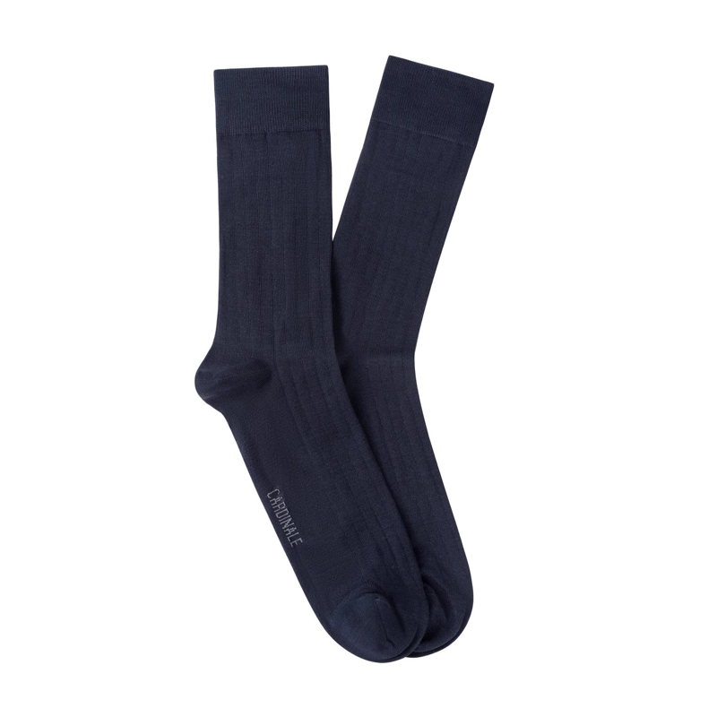 CALCETINES HOMBRE ALGODON AZUL ACANALADO (TALLA 39-45) CALC-1U-VB01 CARDINALE - 2
