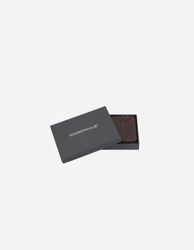BILLETERA TARJETERO CUERO HOMBRE CON TIRADOR CAFE  CARDINALE - 2