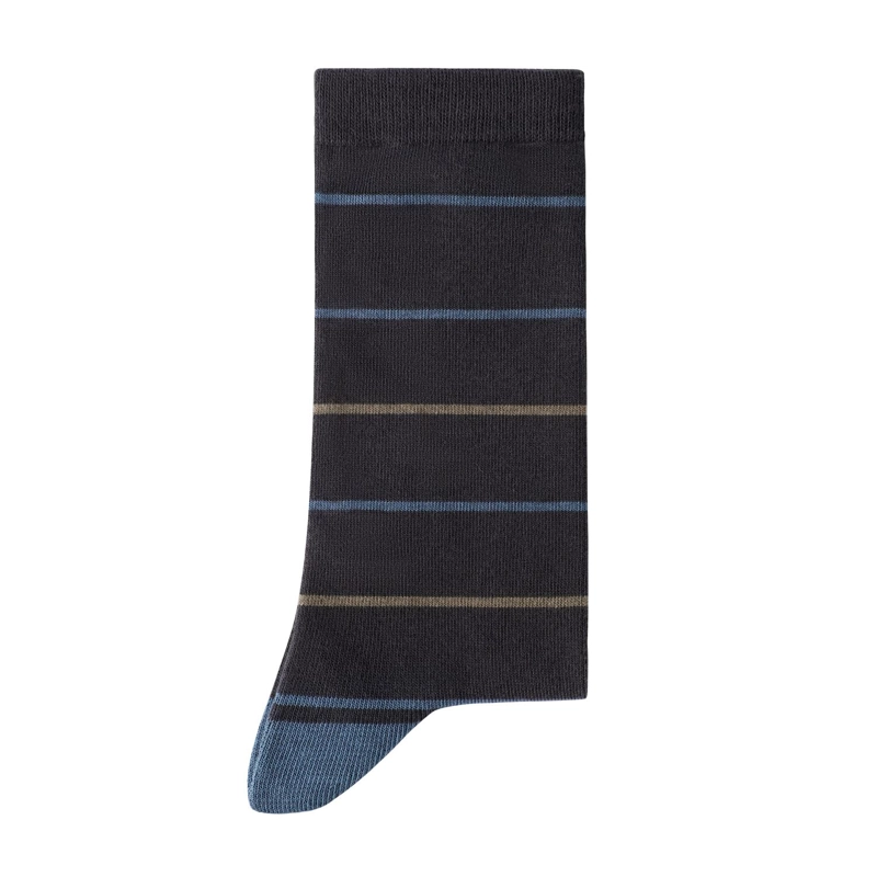 CALCETINES HOMBRE ALGODON GRIS CON LINEAS BEIGE (TALLA 39-45) CALC-1U-LI45 - 2