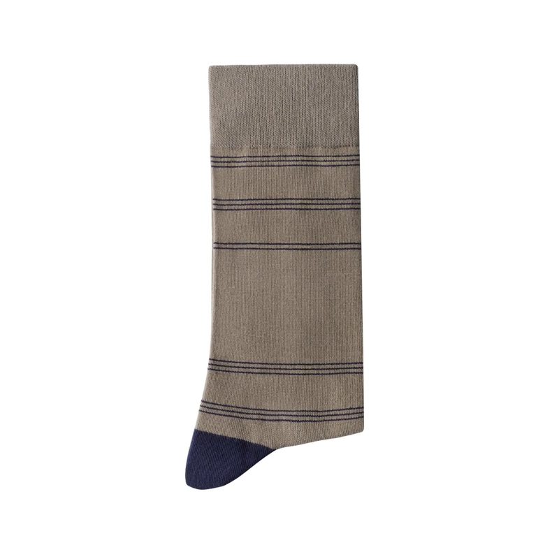 CALCETINES HOMBRE ALGODON BEIGE CON LINEAS FINAS (TALLA 39-45) CALC-1U-LF06 - 2
