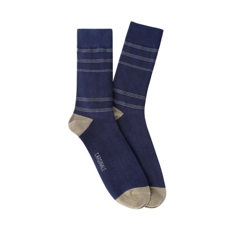 CALCETINES HOMBRE ALGODON AZUL CON LINEAS FINAS (TALLA 39-45) CALC-1U-LF06 - 1