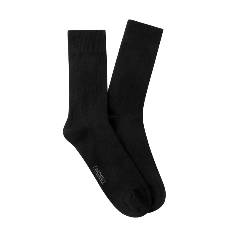 CALCETINES HOMBRE ALGODON NEGRO ACANALADO (TALLA 39-45) CALC-1U-VB01 - 2