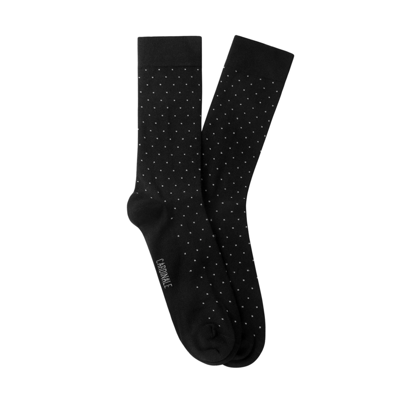 CALCETINES HOMBRE ALGODON NEGRO CON PUNTITOS GRIS (TALLA 39-45) CALC-1U-PT01 - 1