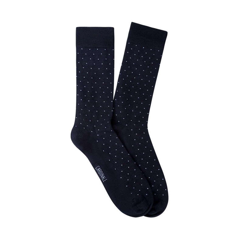 CALCETINES HOMBRE ALGODON AZUL CON PUNTITOS CELESTE (TALLA 39-45) CALC-1U-PT01 - 1