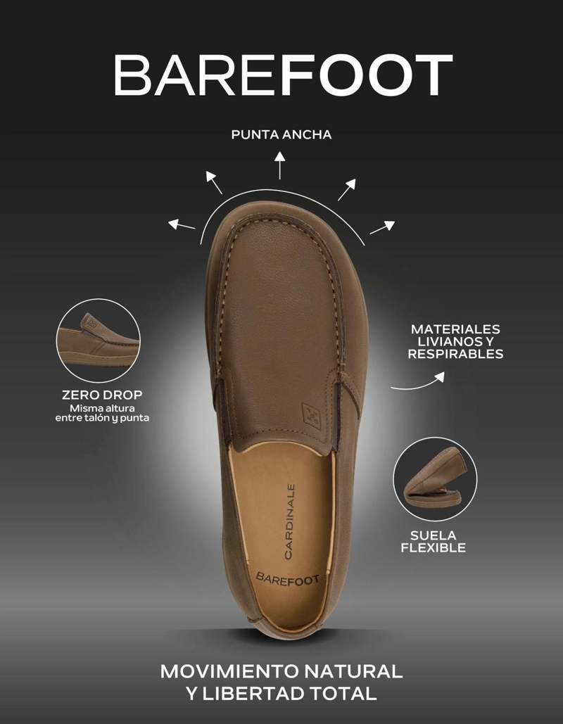 MOCASINES BAREFOOT HOMBRE BARE SAND CAFE CARDINALE - 9