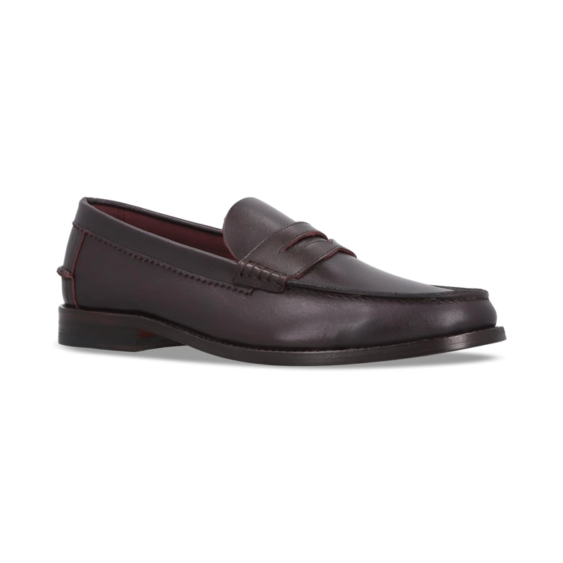 MOCASINES FORMALES HOMBRE CUERO CON ANTIFAZ BURDEOS CARDINALE - 1