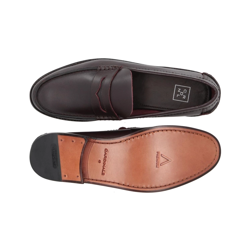 MOCASINES FORMALES HOMBRE CUERO CON ANTIFAZ BURDEOS CARDINALE - 3