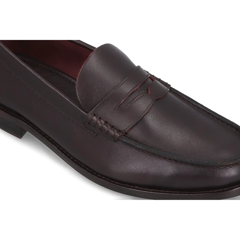 MOCASINES FORMALES HOMBRE CUERO CON ANTIFAZ BURDEOS CARDINALE - 4